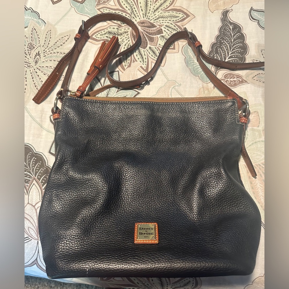 Dooney & Bourke Black and Brown Leather Shoulder Bag
